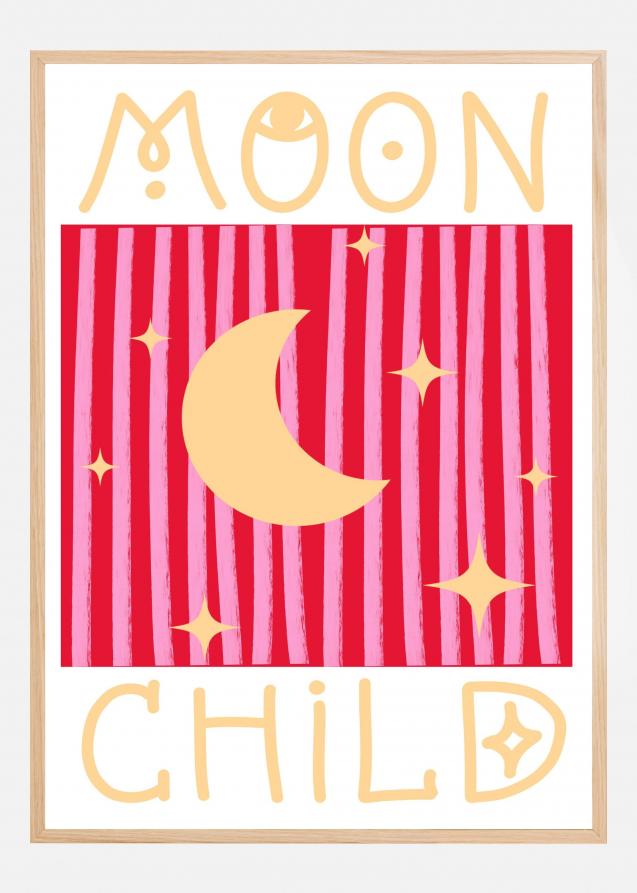 Pink and Red Moon Child Juliste