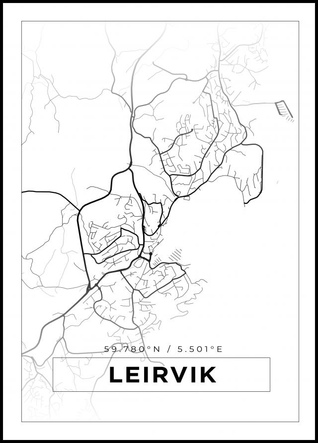 Kartta - Leirvik - Valkoinen Juliste