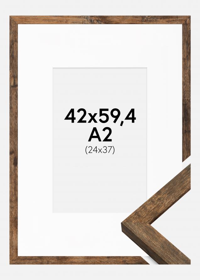 Kehys Fiorito Washed Oak 42x59,4 cm (A2) - Passepartout Valkoinen 25x38 cm