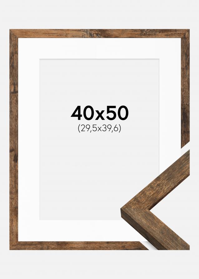 Kehys Fiorito Washed Oak 40x50 cm - Passepartout Valkoinen 12x16 tuumaa