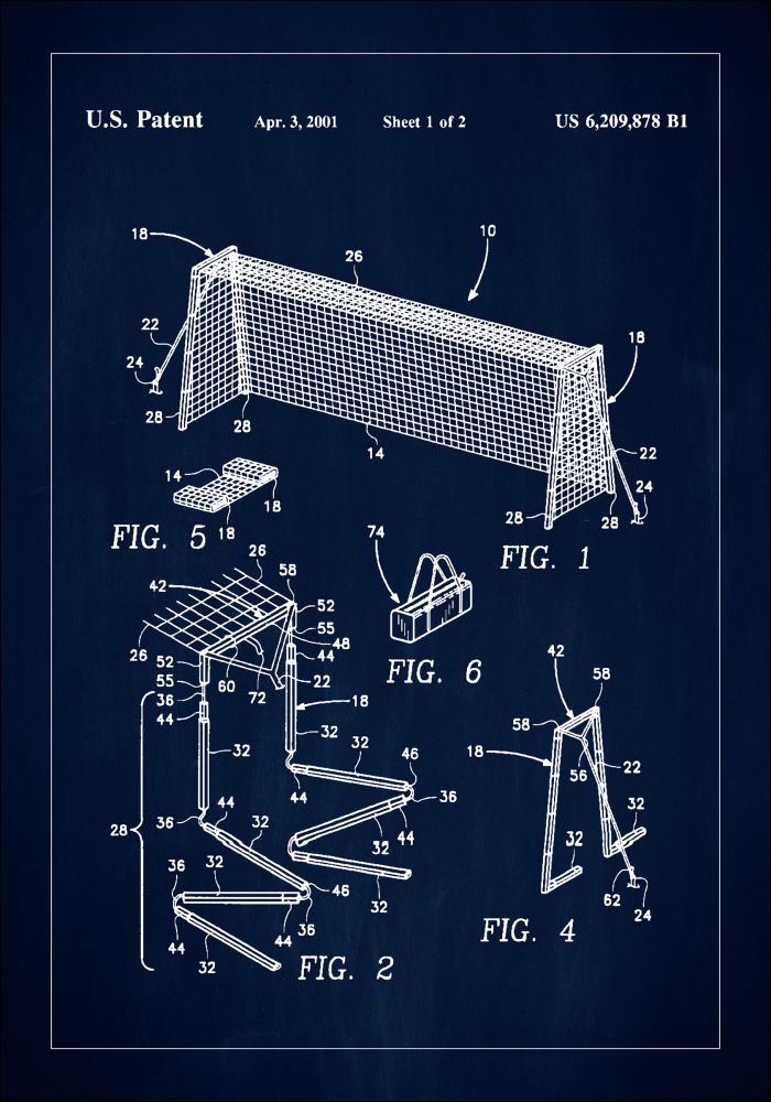 Patent Print - Soccer Goal - Blue Juliste