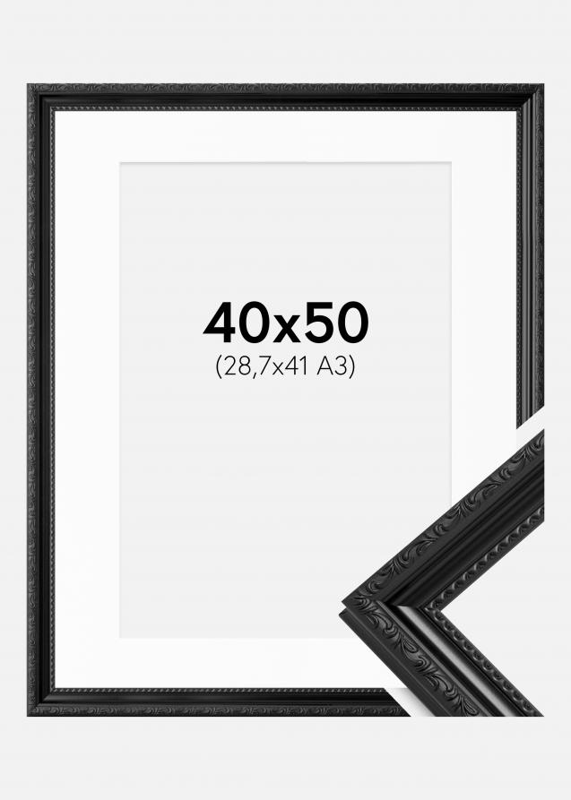 Kehys Abisko Musta 40x50 cm - Passepartout Valkoinen 29,7x42 cm (A3)