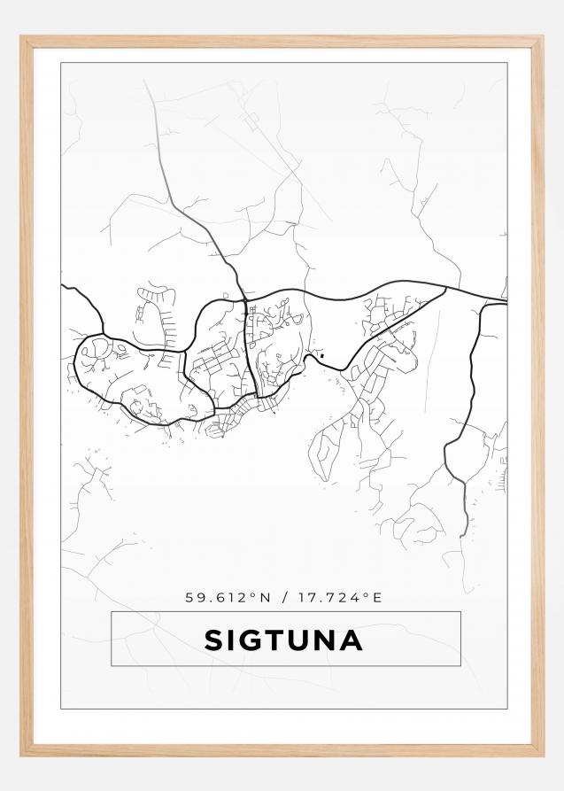 Kartta - Sigtuna - Valkoinen Juliste