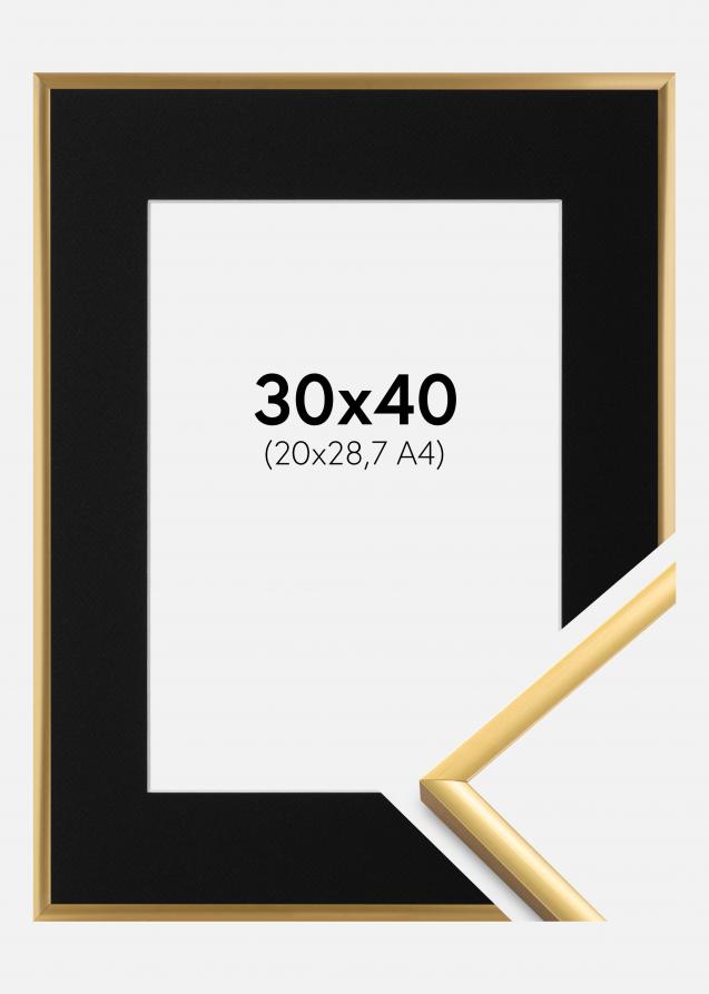 Kehys New Lifestyle Shiny Gold 30x40 cm - Passepartout Musta 21x29,7 cm (A4)