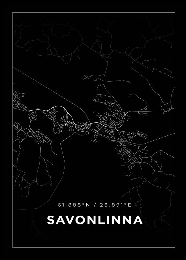 Kartta - Savonlinna - Musta Juliste