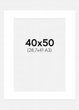 Paspatuuri Supervalkoinen (Valkoisella keskustalla) 40x50 cm (28,7x41 A3)