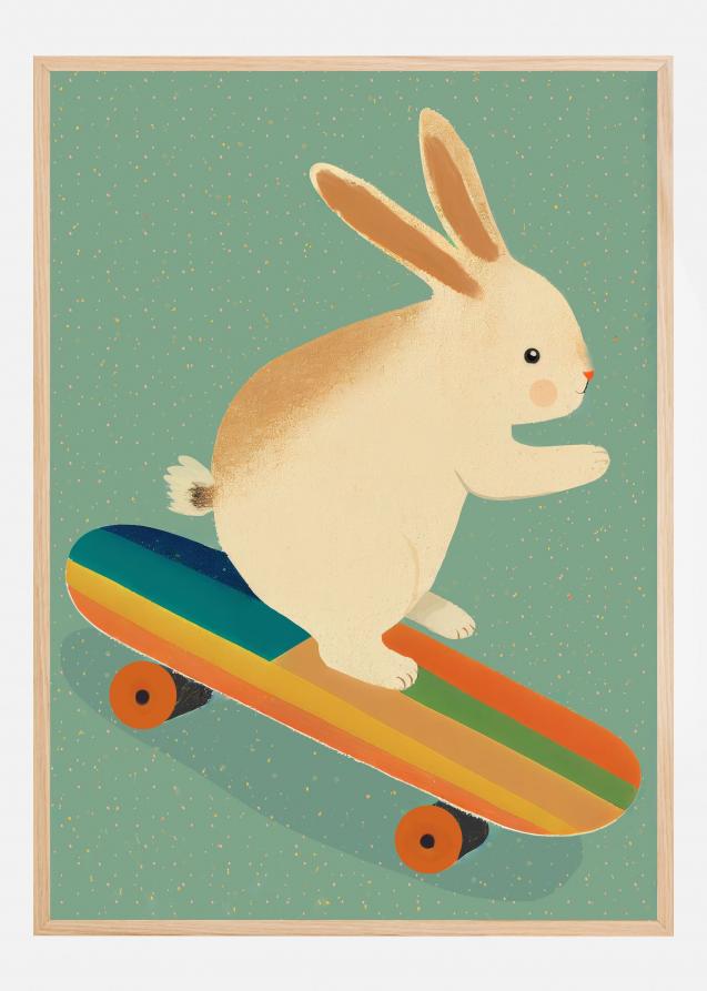 Bunny On Skateboard Juliste