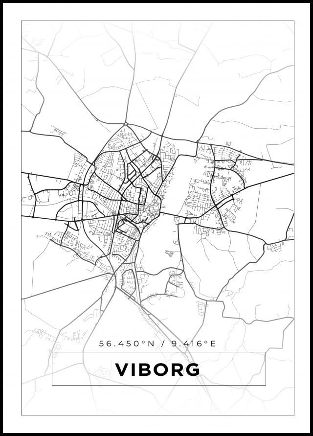 Kartta - Viborg - Valkoinen Juliste