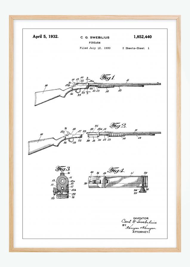 Patentti Piirustus - Kivääri I Juliste