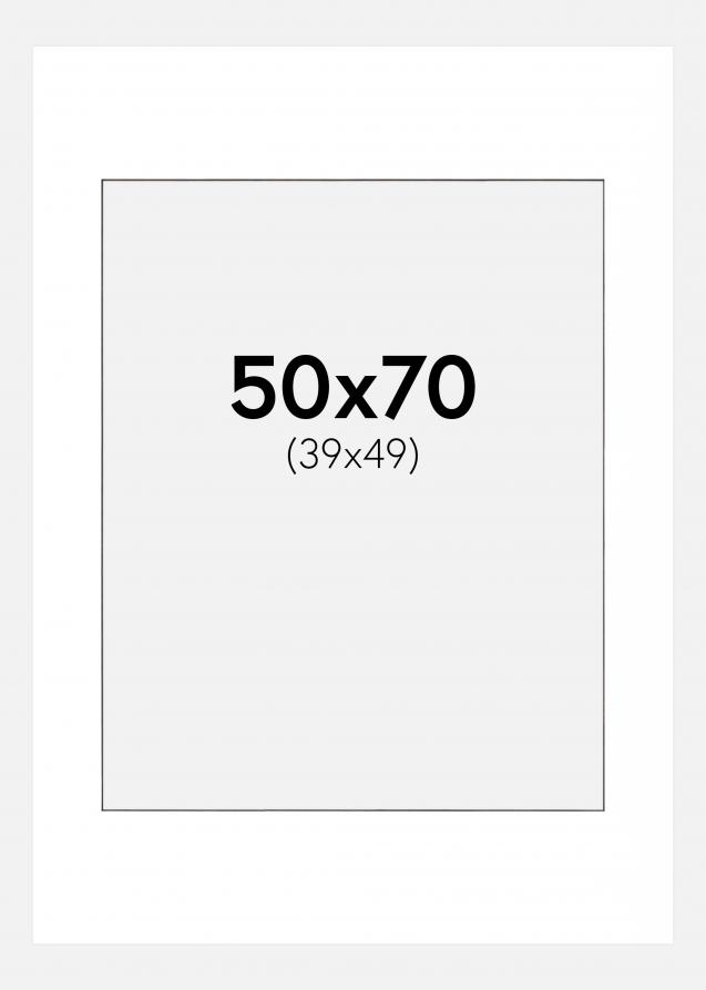 Paspatuuri Valkoinen (Musta keskus) 50x70 cm (39x49 cm)