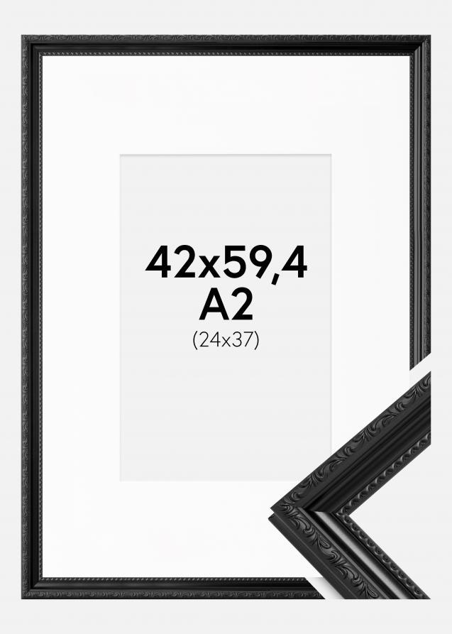 Kehys Abisko Musta 42x59,4 cm (A2) - Passepartout Valkoinen 25x38 cm