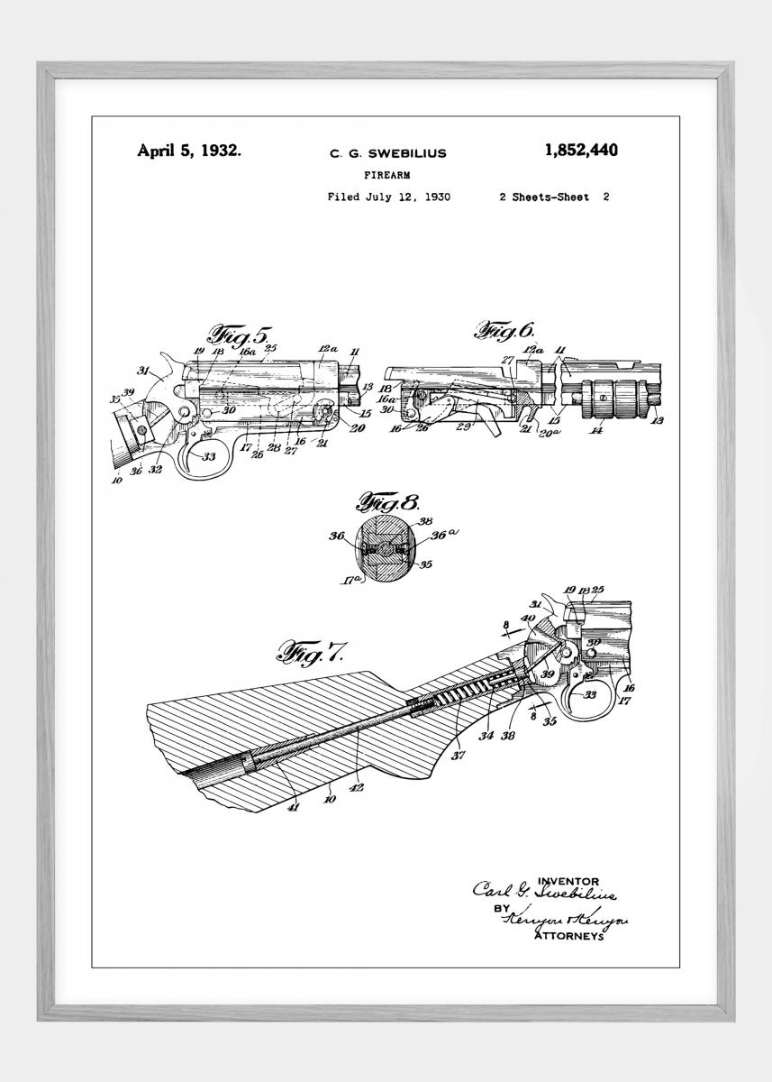 Patentti Piirustus - Kivääri II Juliste