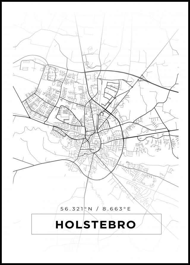 Kartta - Holstebro - Valkoinen Juliste