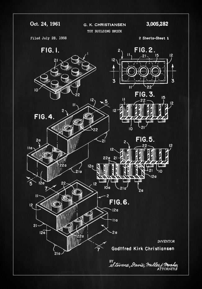 Patent Print - Lego Block I - Black Juliste