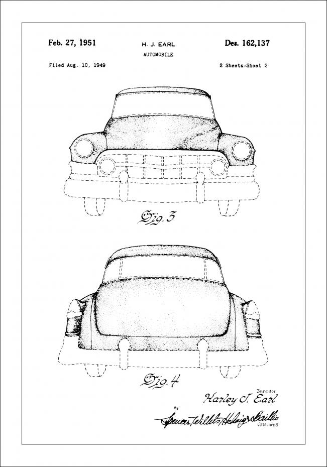 Patenttipiirustus - Cadillac II Juliste
