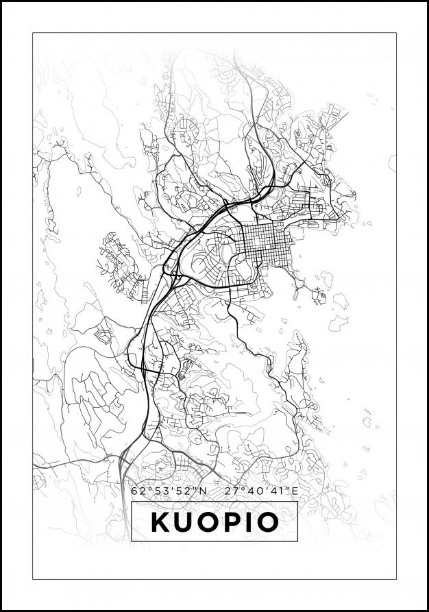 Kartta - Kuopio - Valkoinen Juliste