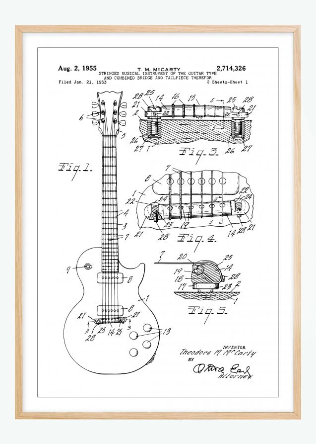Patentti Piirustus - Sähkökitara I Juliste