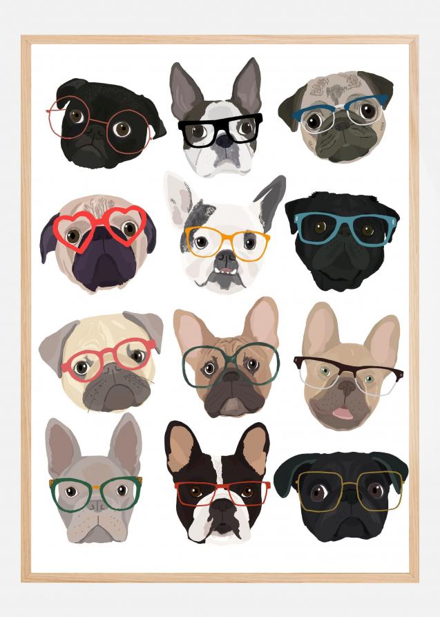 Pugs In Glasses Juliste