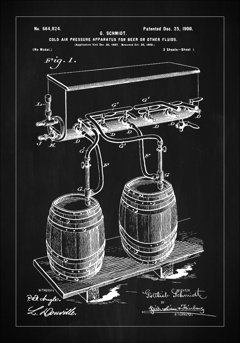 Patent Print - Beer Kegs - Black Juliste