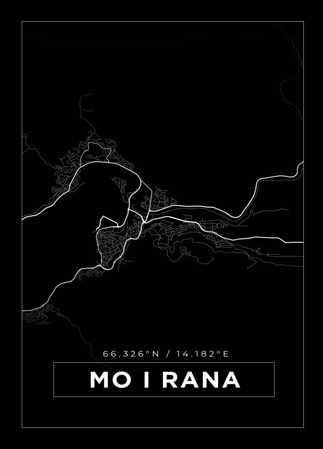 Kartta - Mo I Rana - Musta Juliste