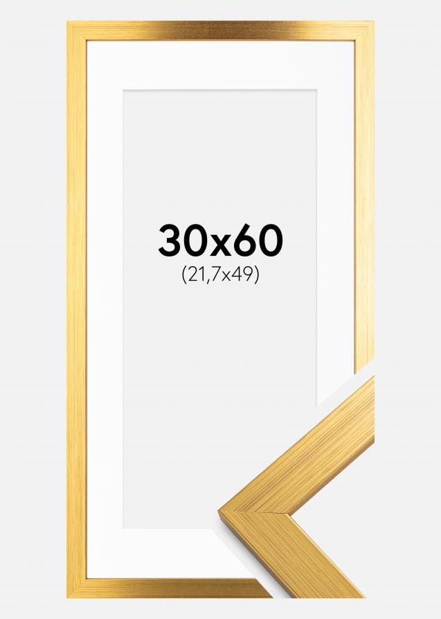 Kehys Gold Wood 30x60 cm - Passepartout Valkoinen 22,7x50 cm
