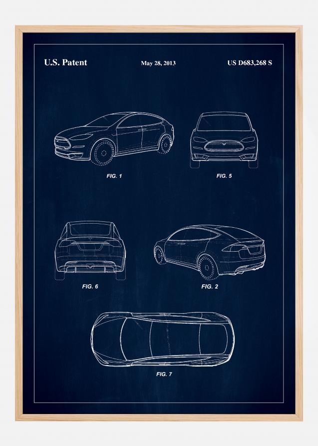Patent Print - Tesla - Blue Juliste