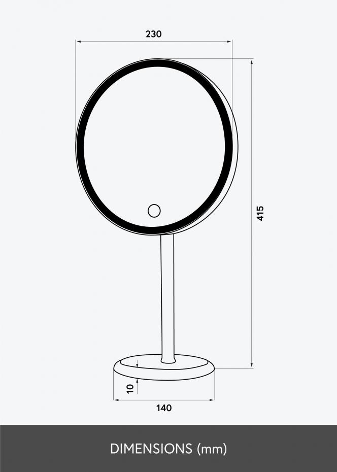 KAILA Meikkipeili Pillar LED Magnifying 20 cm 