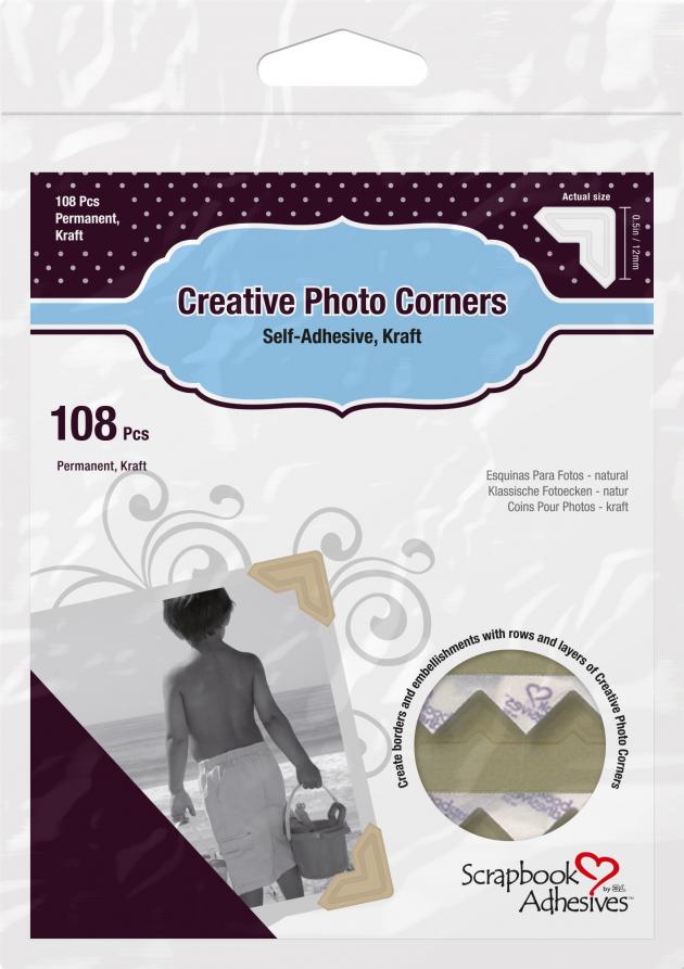 3L Creative Photo Corners Ruskea - 108 kpl