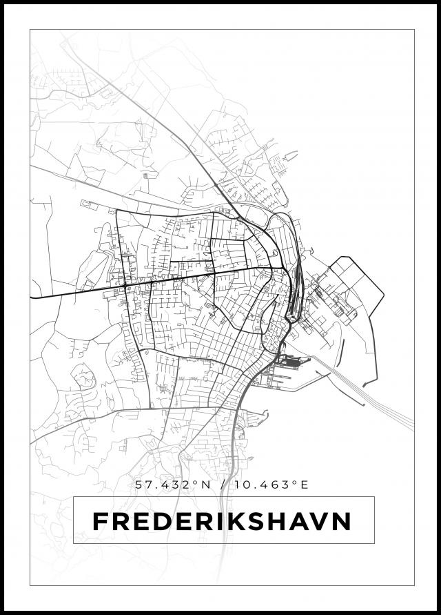 Kartta - Frederikshavn - Valkoinen Juliste
