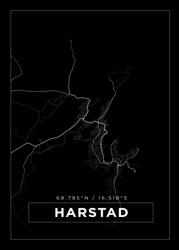 Kartta - Harstad - Musta Juliste