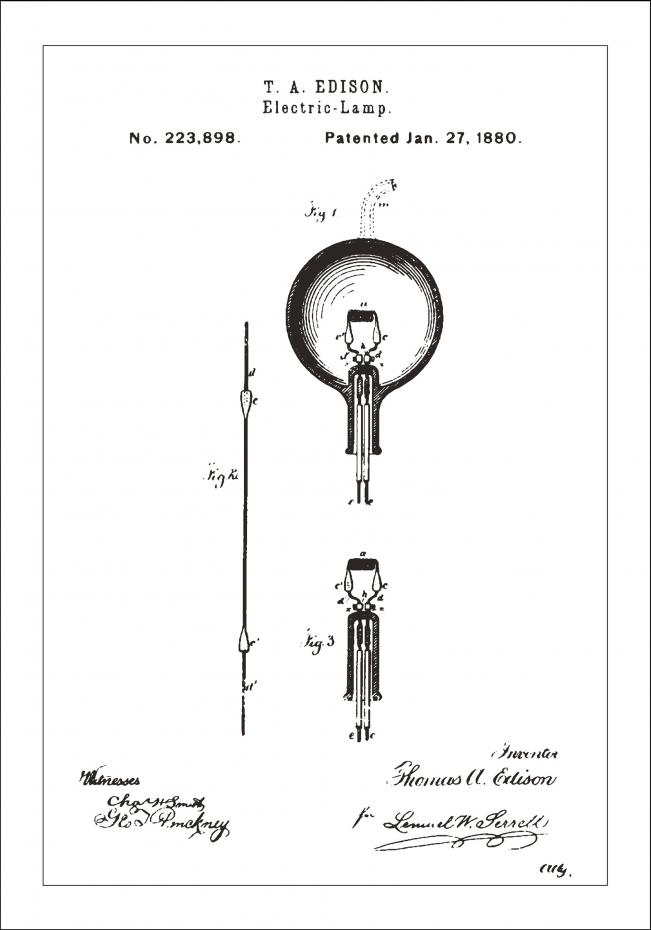 Patenttipiirustus - Lamppu B - Valkoinen Juliste
