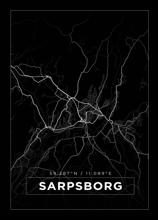 Kartta - Sarpsborg - Musta Juliste