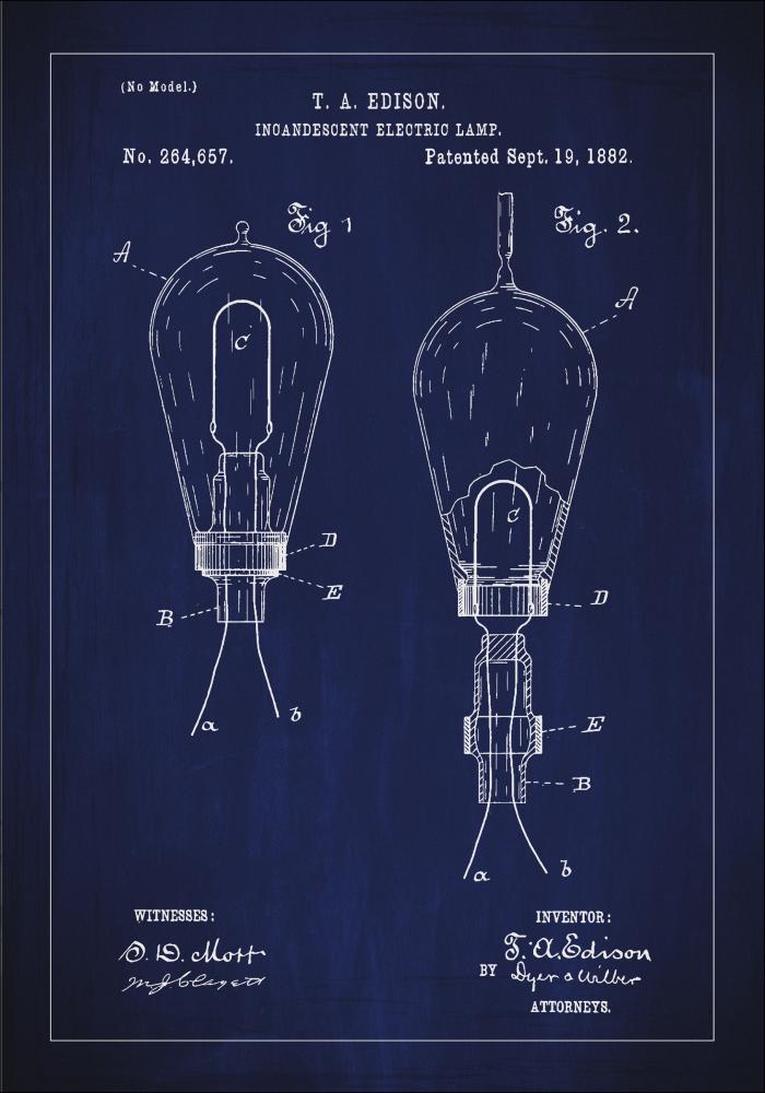 Patenttipiirustus - Lamppu A - Sininen Juliste
