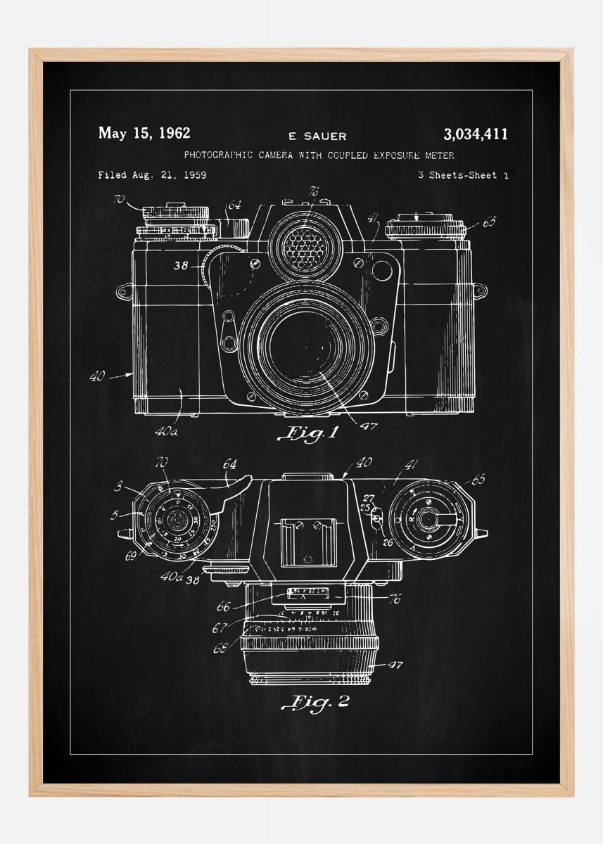Patenttipiirustus - Kamera I - Musta Juliste