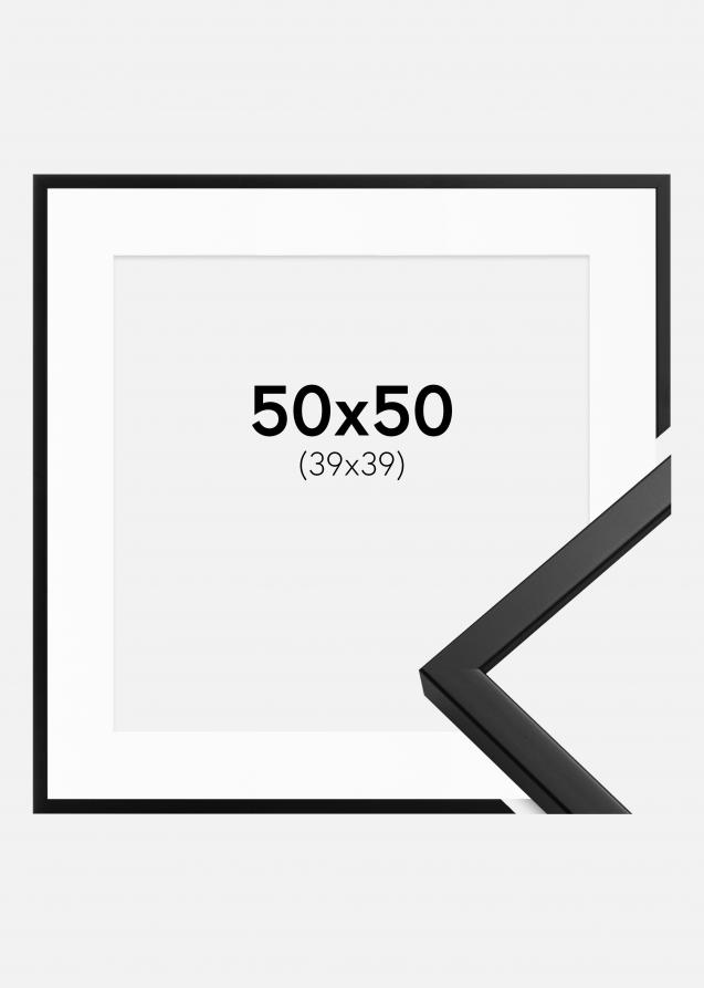 Kehys Oslo Musta 50x50 cm - Passepartout Valkoinen 40x40 cm