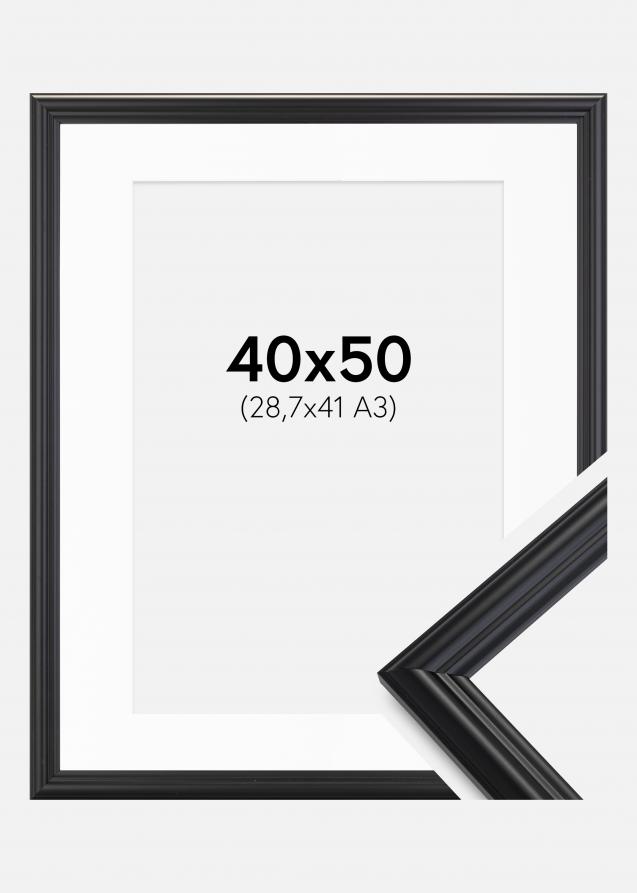 Kehys Siljan Musta 40x50 cm - Passepartout Valkoinen 29,7x42 cm (A3)