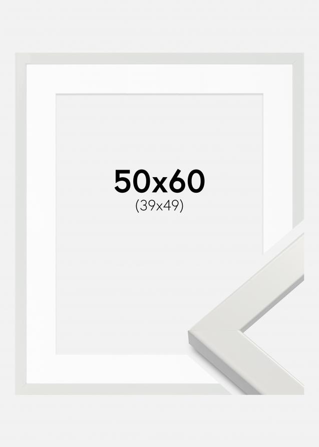 Kehys White Wood Glossy 50x60 cm - Passepartout Valkoinen 40x50 cm