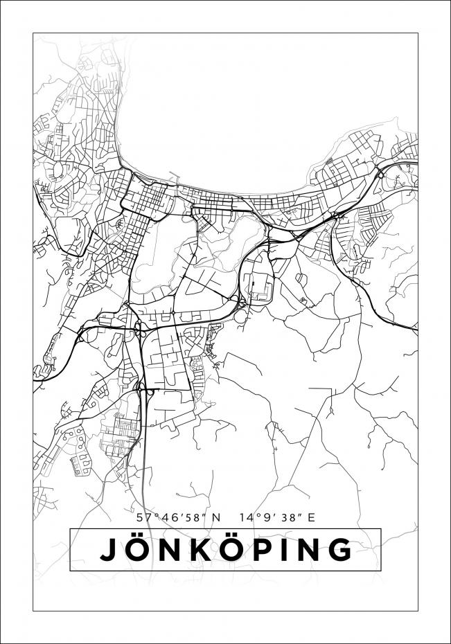 Kartta - Jnkping - Valkoinen Juliste
