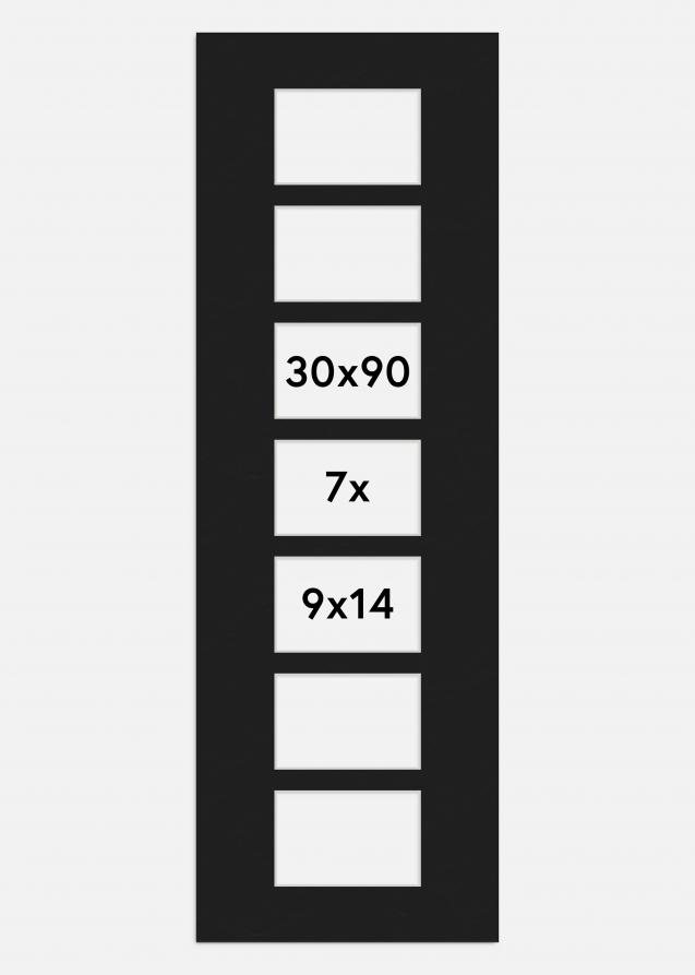 Paspatuuri Musta 30x90 cm - Kollaasi 7 kuvalle (9x14 cm)