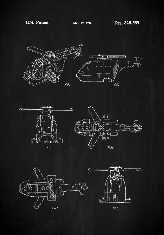 Patent Print - Lego Helicopter - Black Juliste