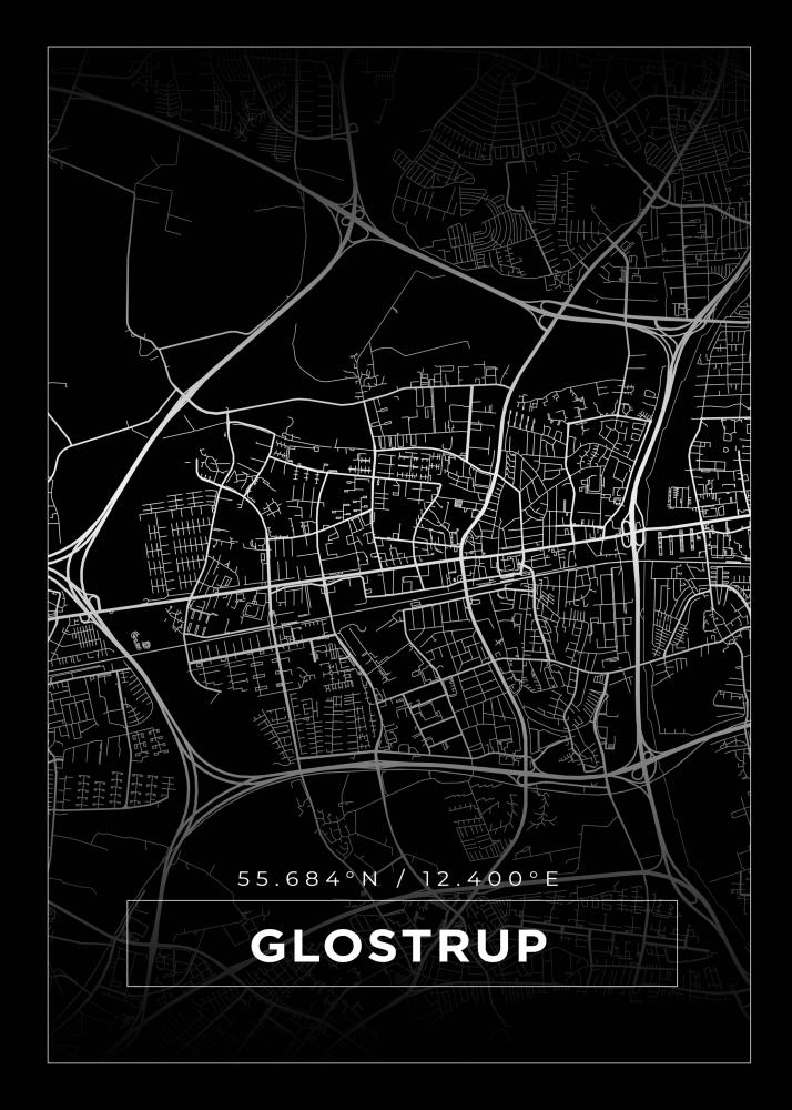 Kartta - Glostrup - Musta Juliste