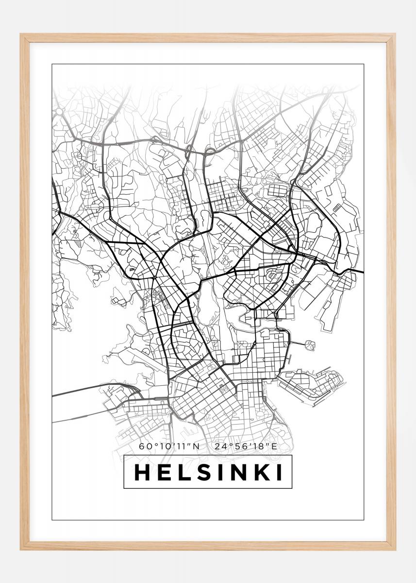 Kaupungikarttajuliste Helsinki - Tyylikäs Aalborgin valkoinen Helsinki