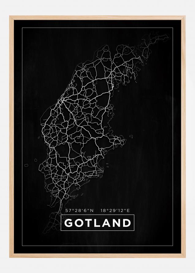 Kartta - Gotland - Musta Juliste