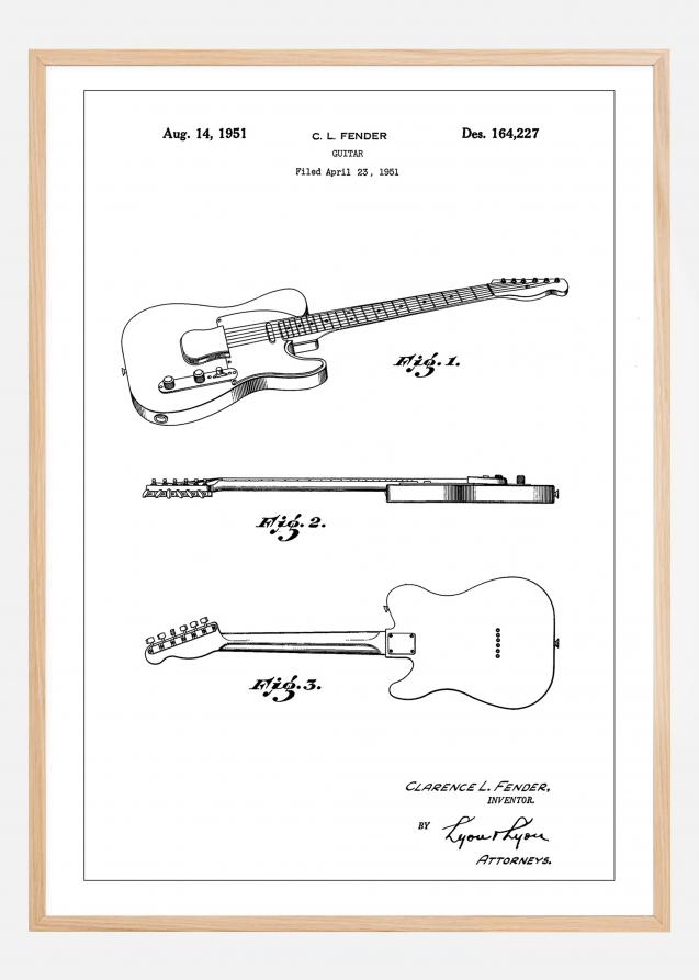 Patent Print - Guitar - White Juliste