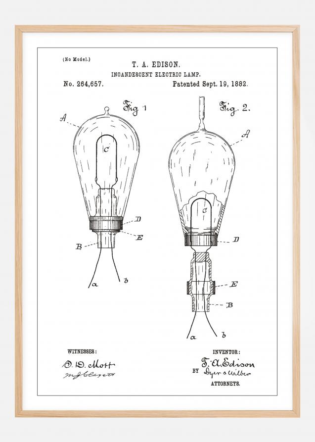 Patenttipiirustus - Lamppu A - Valkoinen Juliste
