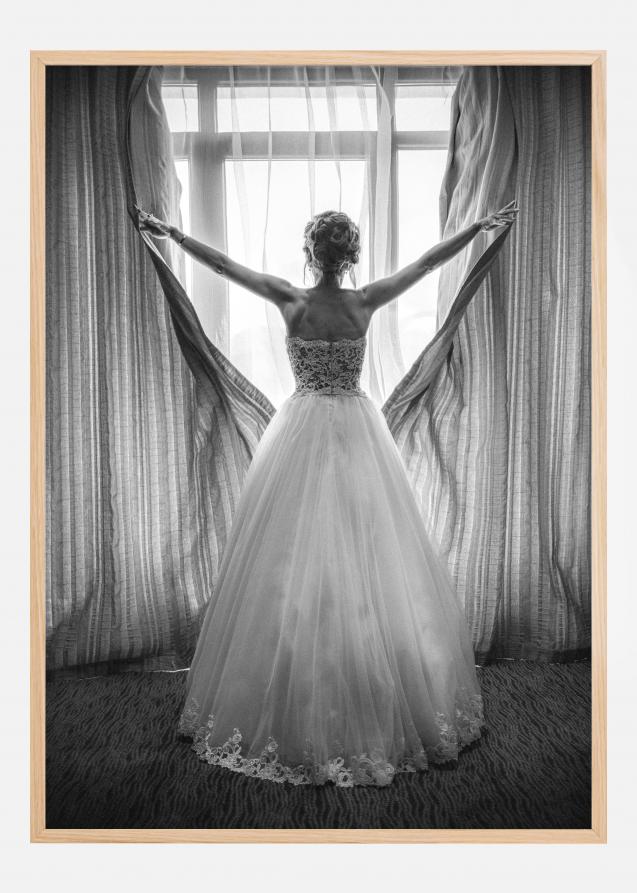 Elegant bride at big window Juliste