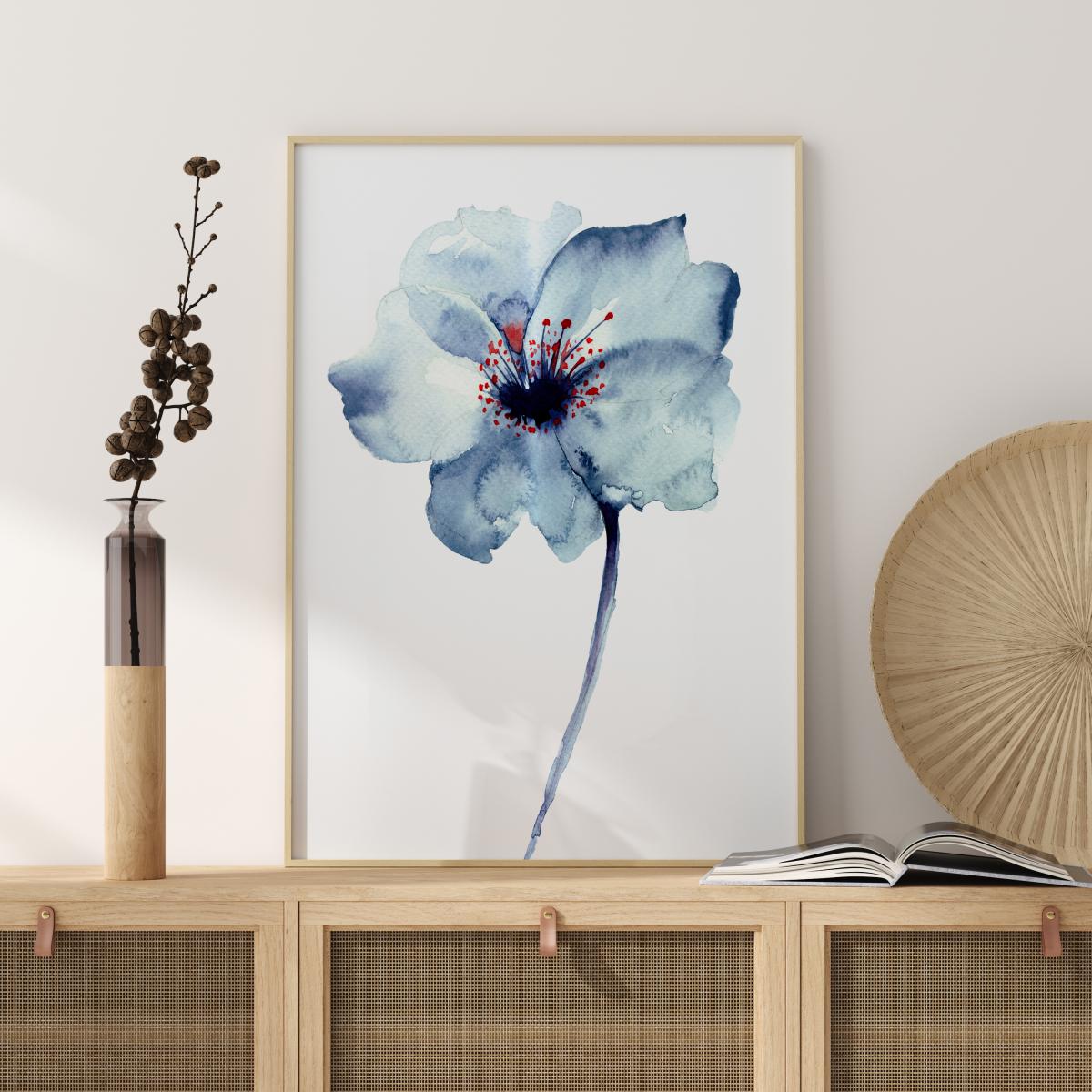 Aquarelle Flower - Blue Juliste
