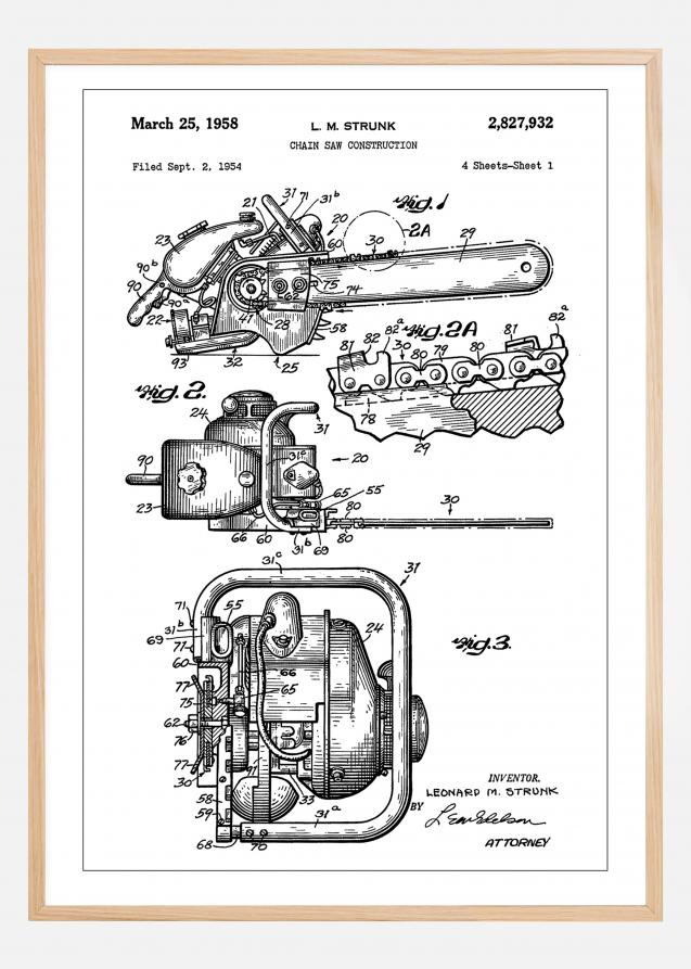 Patent Print - Chain Saw - White Juliste