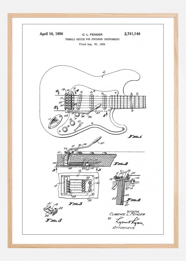 Patent Print - Tremolo Device - White Juliste