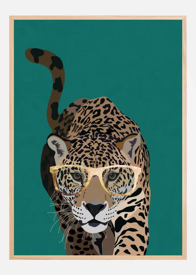 Curious green leopard Juliste